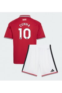 Manchester United Matheus Cunha #10 Jalkapallovaatteet Lasten Kotipeliasu 2026-27 Lyhythihainen (+ Lyhyet housut)